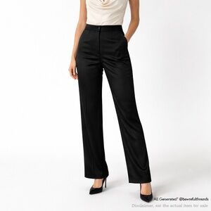 Kim Dong Soon US 4 Black Straight Leg Satin Dress Pants (Tag 44)